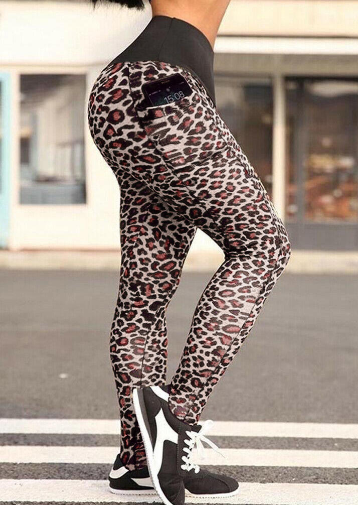 

Leopard Pocket Yoga Fitness Activewear Leggings, 469642