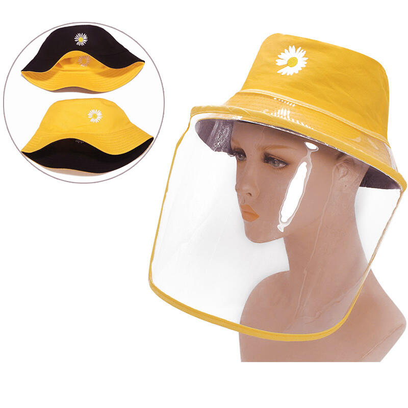 

Hats Sunflower Double-Sided Detachable Splash-Proof Fisherman Hat in White,Yellow. Size