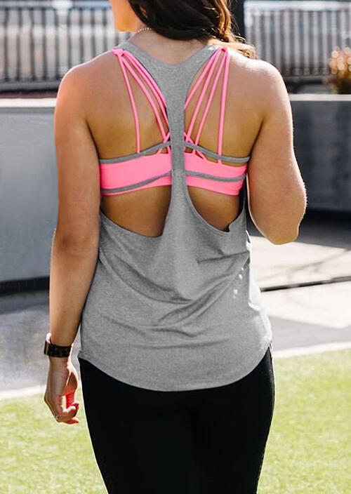 

Tank Tops Open Back Casual Tank in Gray. Size