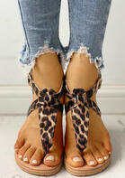 Leopard Criss-Cross Buckle Strap Flat Sandals
