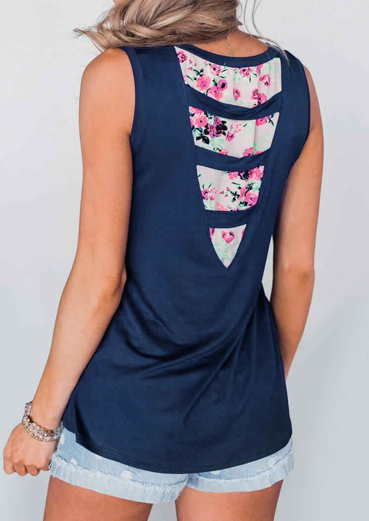 

Floral Pocket Splicing Tank without Necklace - Deep Blue, 470411
