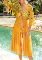 Casual Summer Outfits Sunflower Mesh Splicing Tie Cover Up