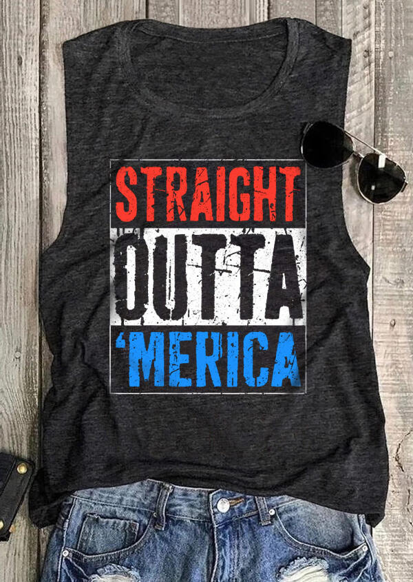 

Tank Tops Straight Outta 'Merica Tank - Dark Grey. Size: S