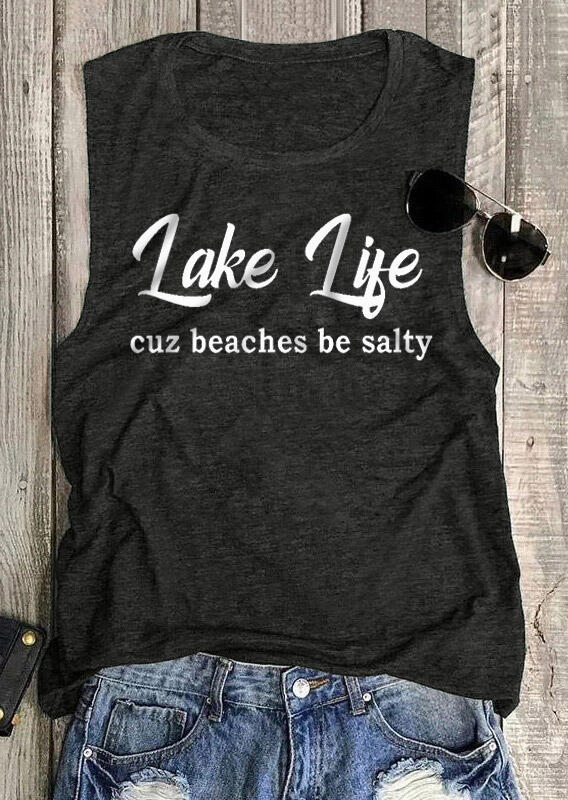 

Lake Life Cuz Beaches Be Salty Tank - Dark Grey, 470407