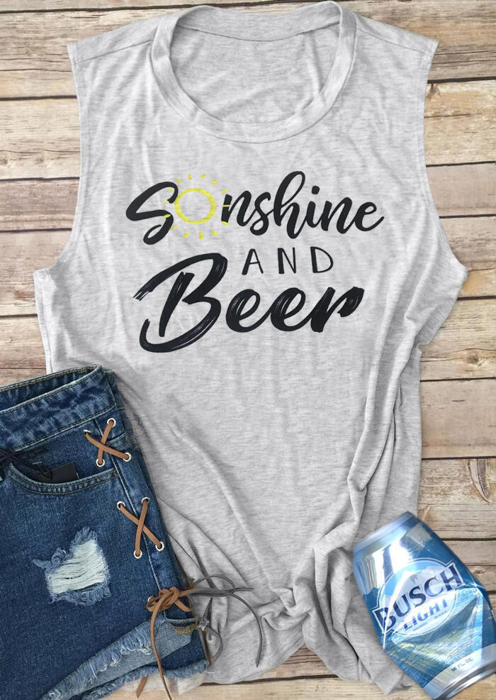 

Tank Tops Sunshine And Beer Tank in Light Grey. Size