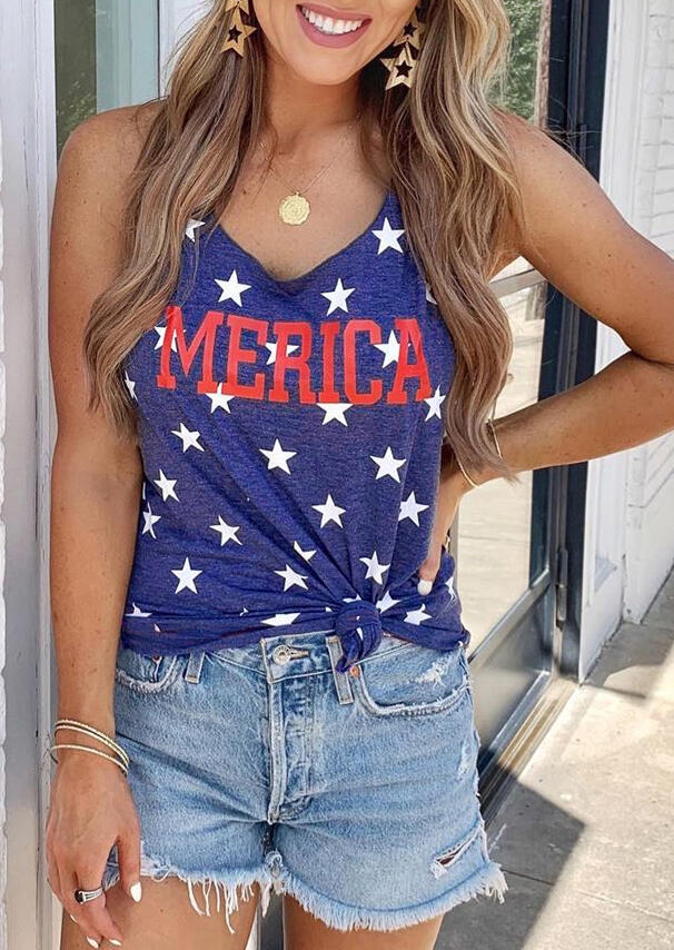 

Merica Star Tank without Necklace - Navy Blue, 470089