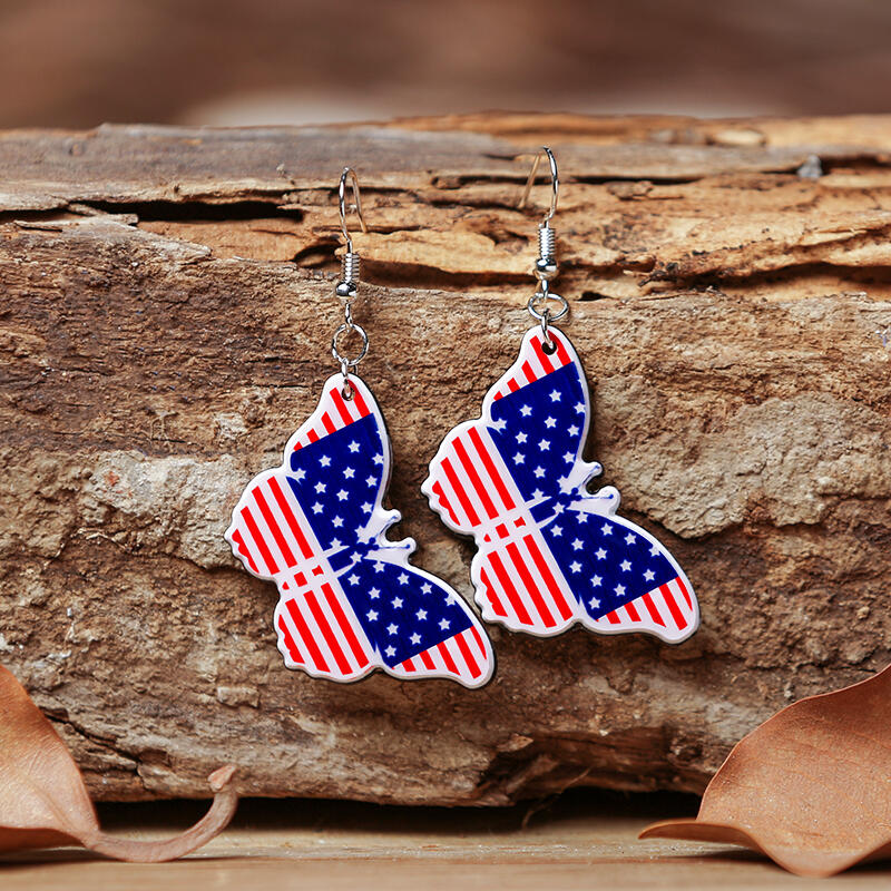 

Earrings American Flag Butterfly Earrings - Red. Size