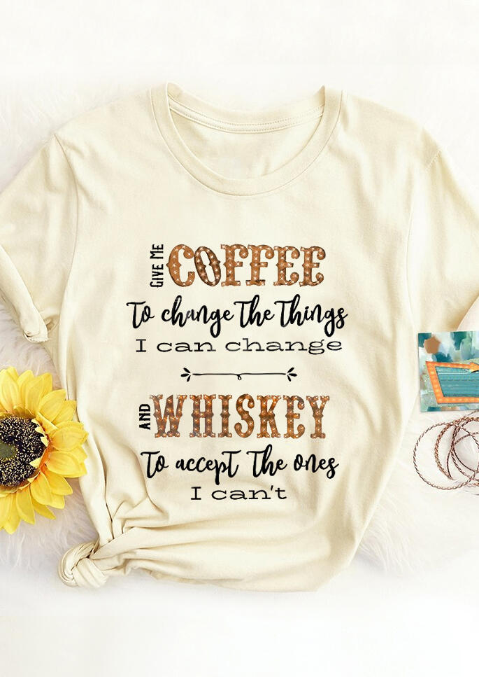 

Give Me Coffee And Whiskey T-Shirt Tee - Apricot, 470532