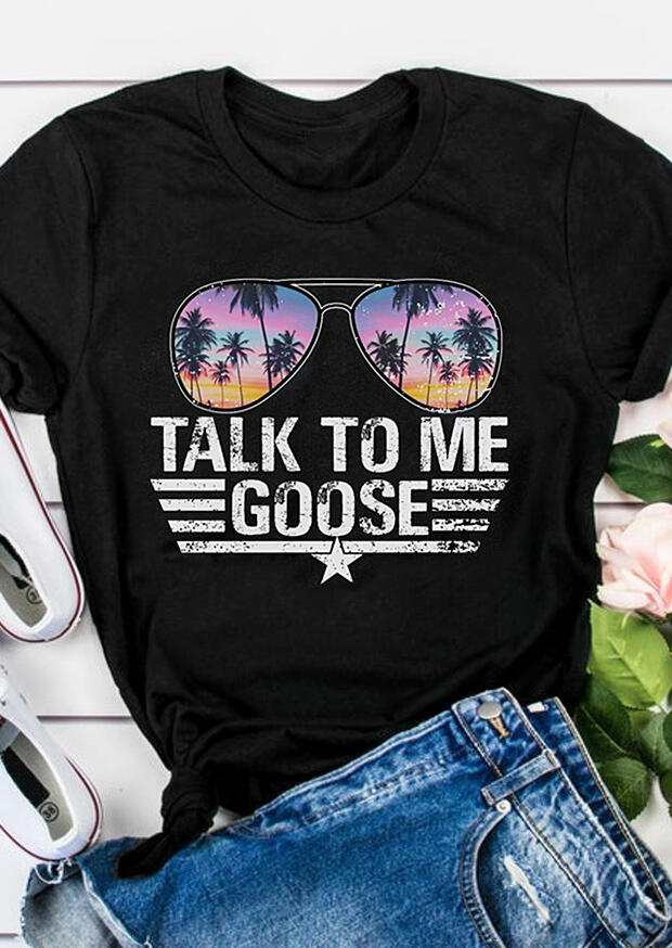 

Talk To Me Goose Glasses Star T-Shirt Tee - Black, 470529