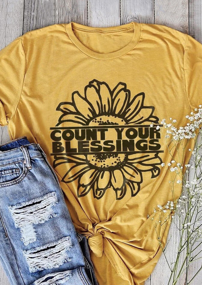 

Count Your Blessings Sunflower T-Shirt Tee - Yellow, 469930