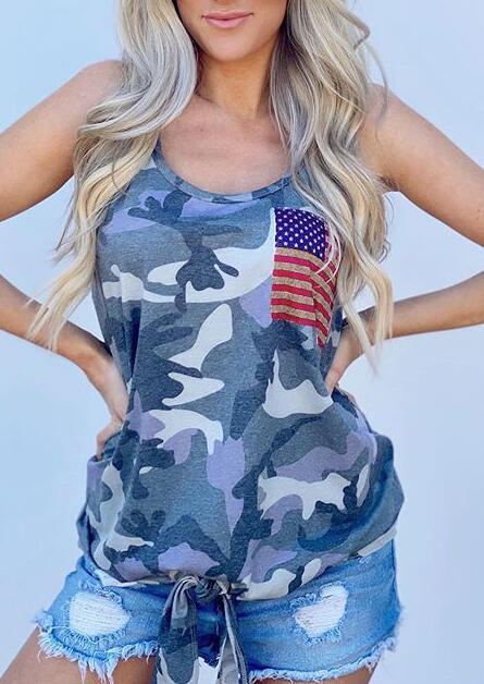

Tank Tops Camouflage American Flag Pocket Tank. Size