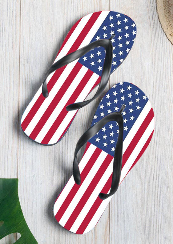 

Summer American Flag Flip Flop Slippers, Multi, 470110