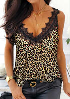 Summer Outfits Leopard Lace Splicing Tank