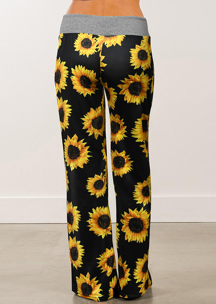 Pants Sunflower Drawstring Wide Leg Pants in Black. Size: S,M,L,XL,2XL,3XL