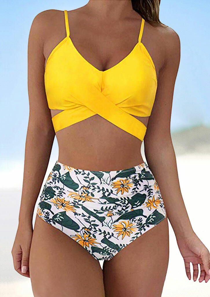 yellow bikini high waisted