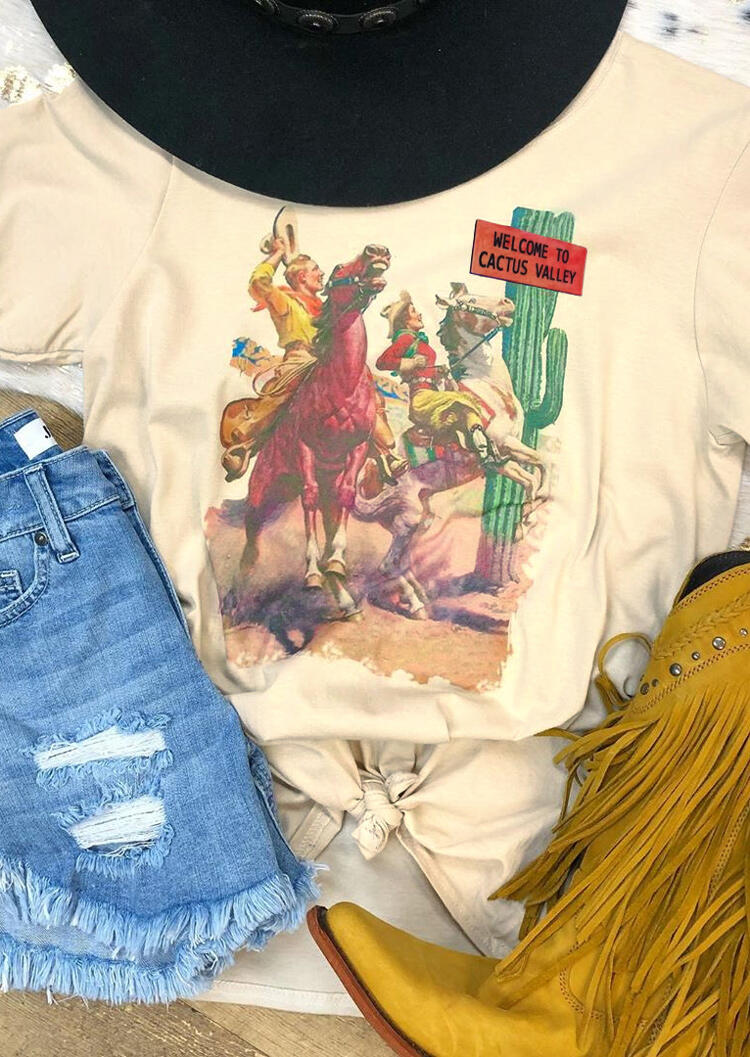 

Tees T-shirts Welcome To Cactus Valley T-Shirt Tee in Cream. Size: ,XL
