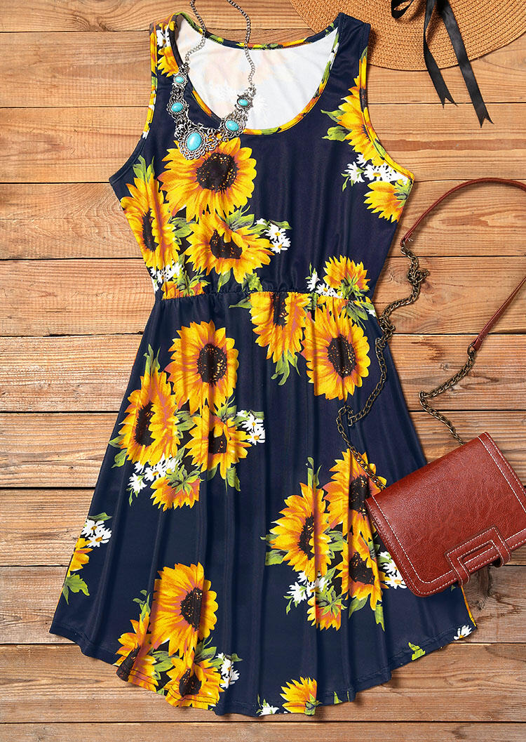 

Mini Dresses Sunflower Sleeveless Mini Dress in Navy Blue. Size