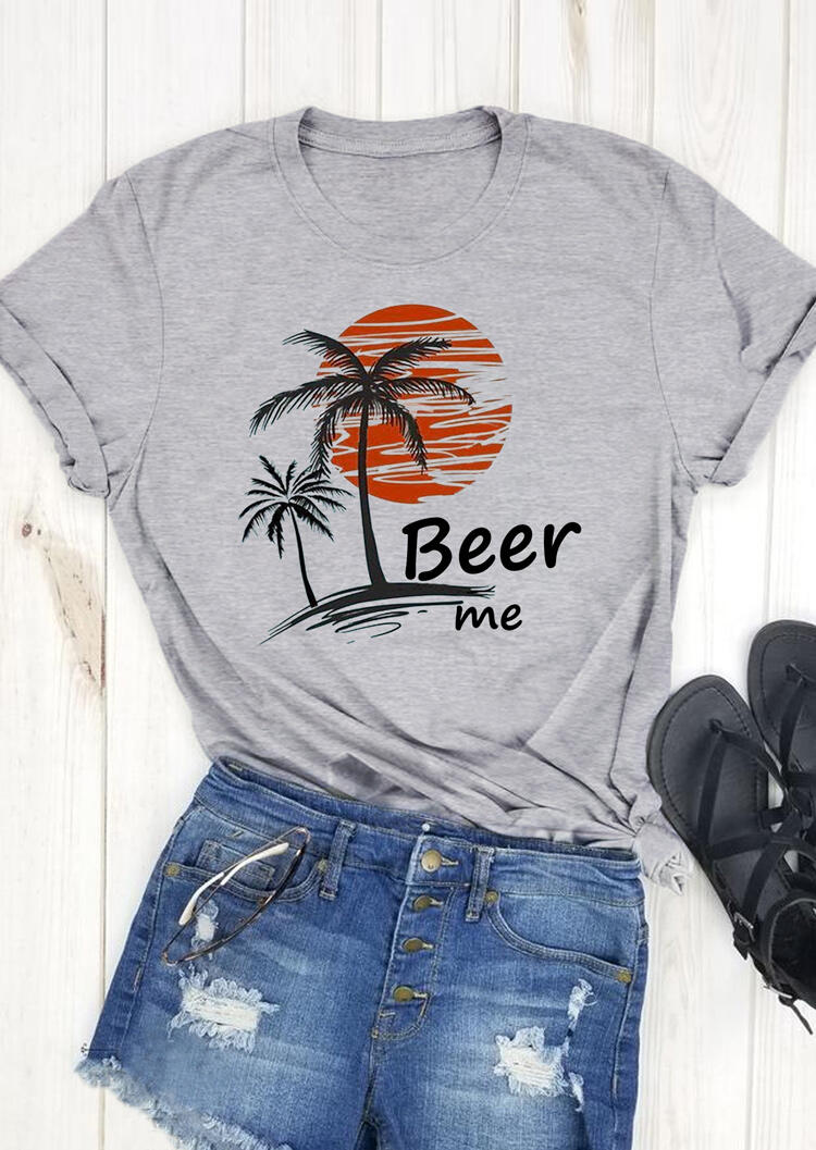 

Tees T-shirts Beer Me O-Neck T-Shirt Tee in Gray. Size