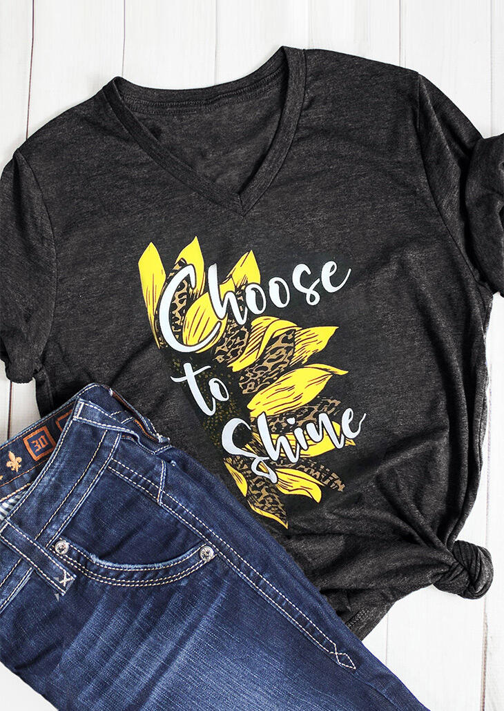 

Tees T-shirts Sunflower Choose To Shine T-Shirt Tee - Dark Grey. Size