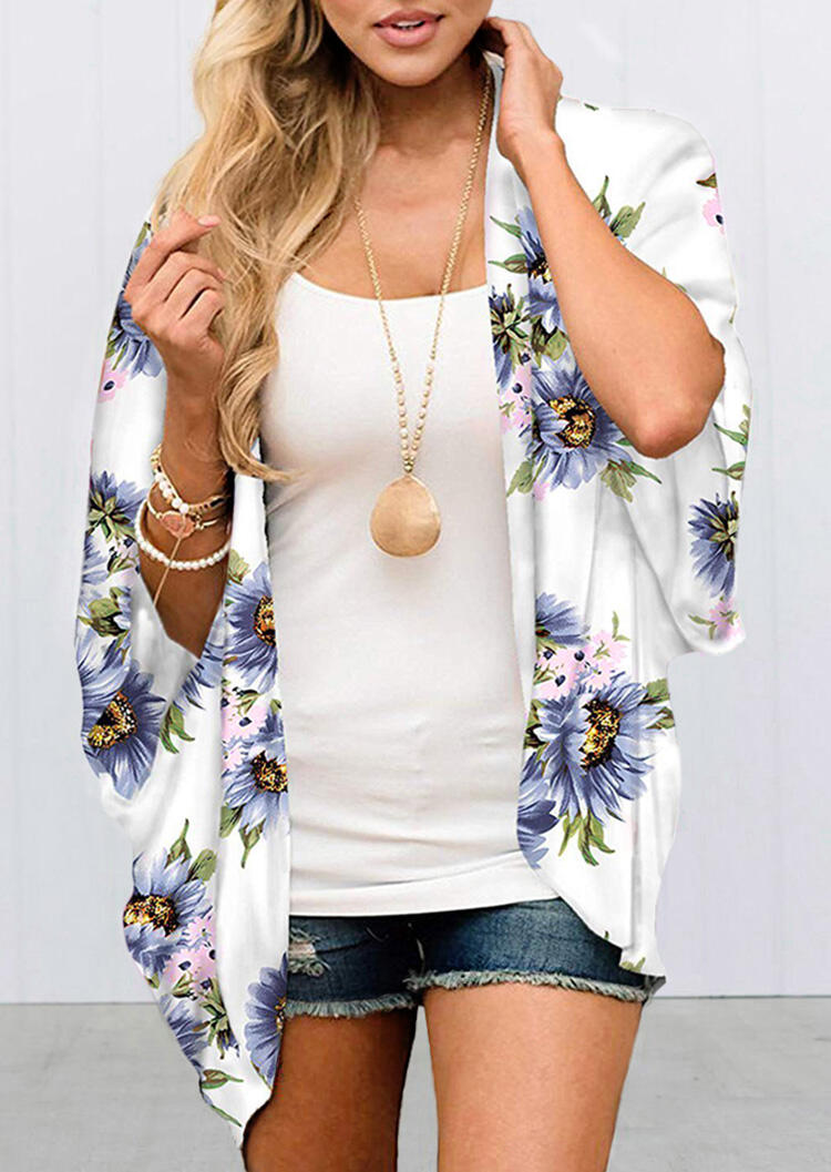 

Sunflower Batwing Sleeve Cardigan without Necklace - White, 471014