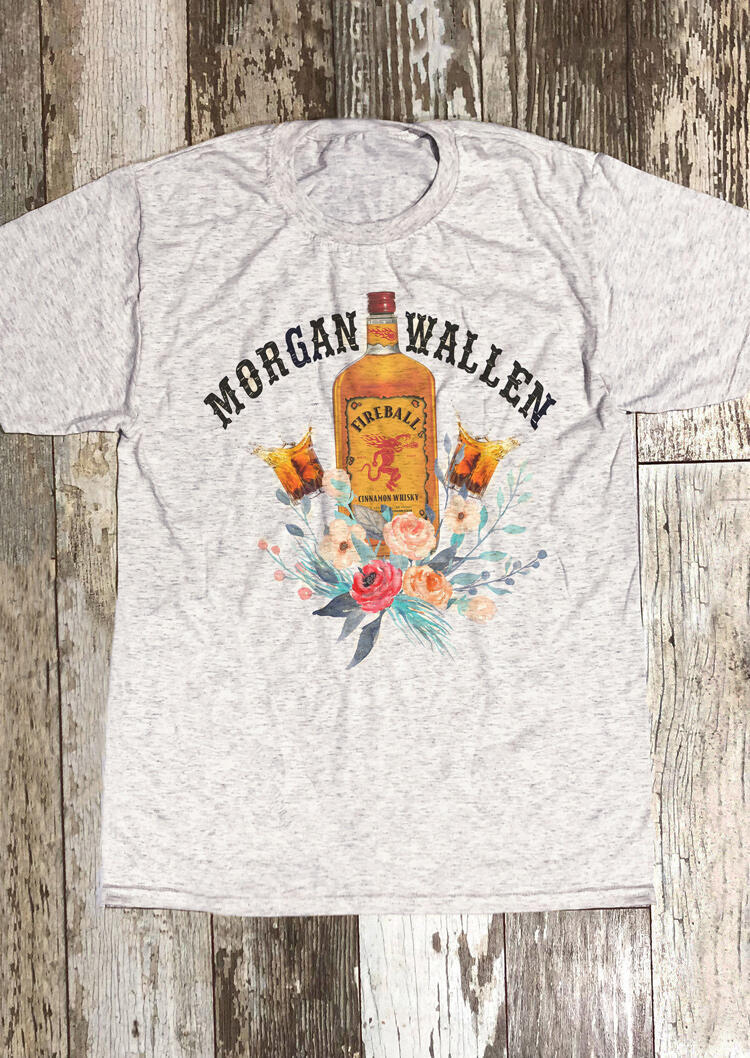 

Morgan Wallen Wine Bottle T-Shirt Tee - Gray, 469729