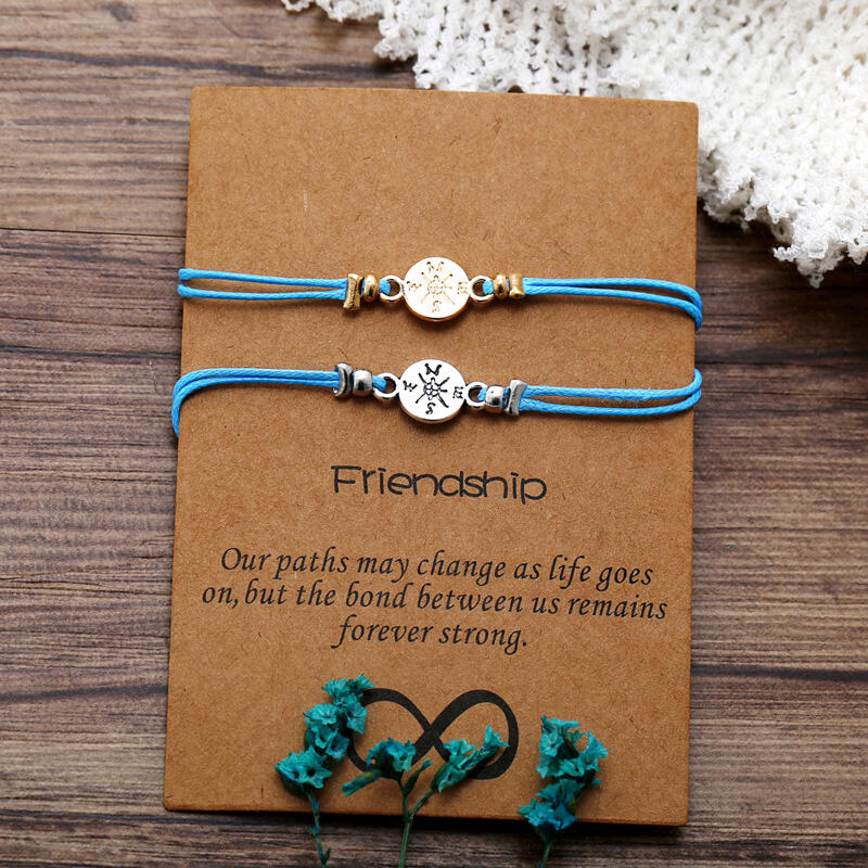 

2Pcs Compass Cardboard Bracelet Set, Blue, 471348
