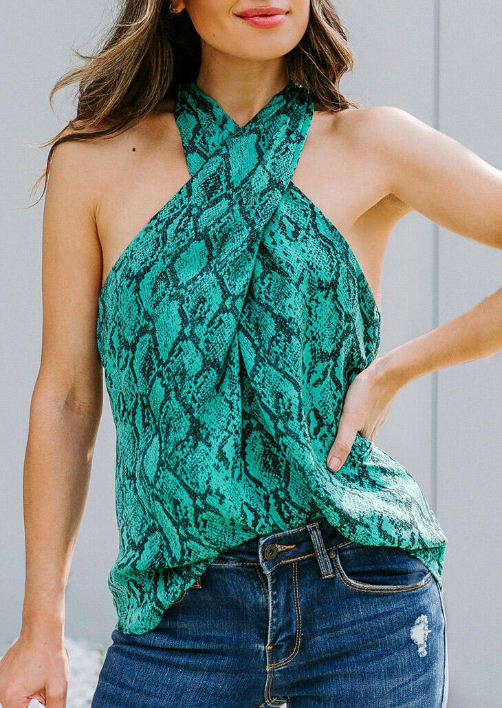 

Halter Twist Criss-Cross Tank - Green, 471374