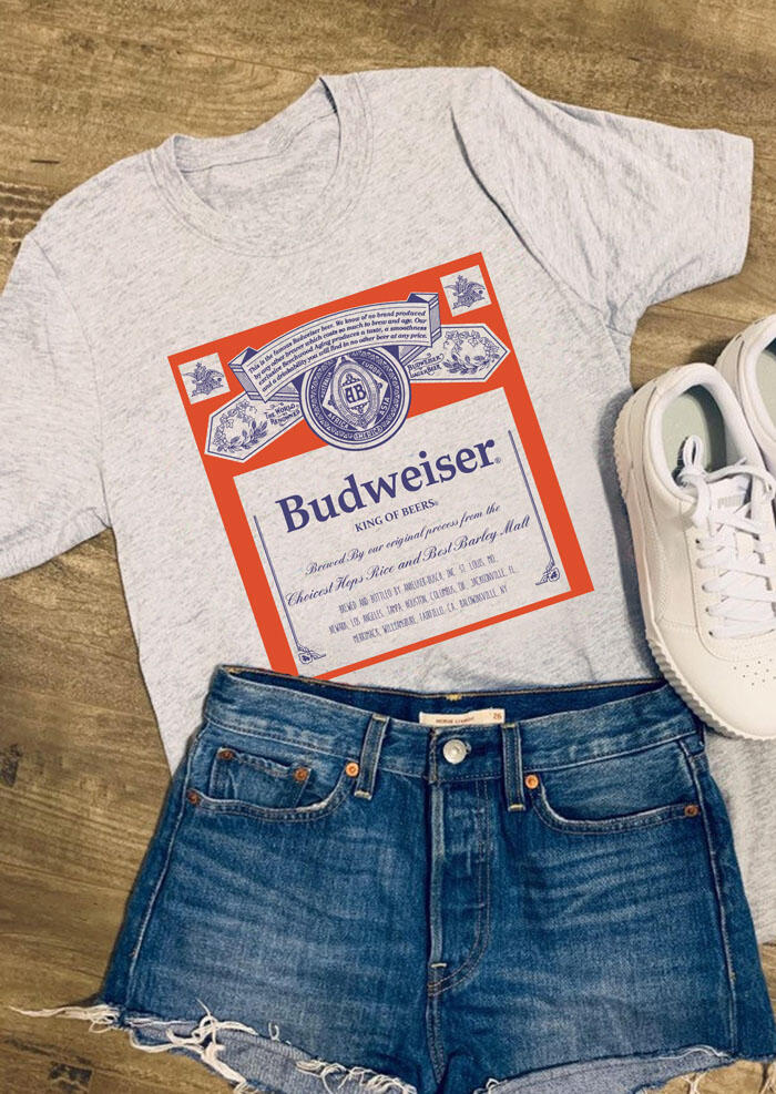 

Budweiser King Of Beers T-Shirt Tee - Gray, 464197