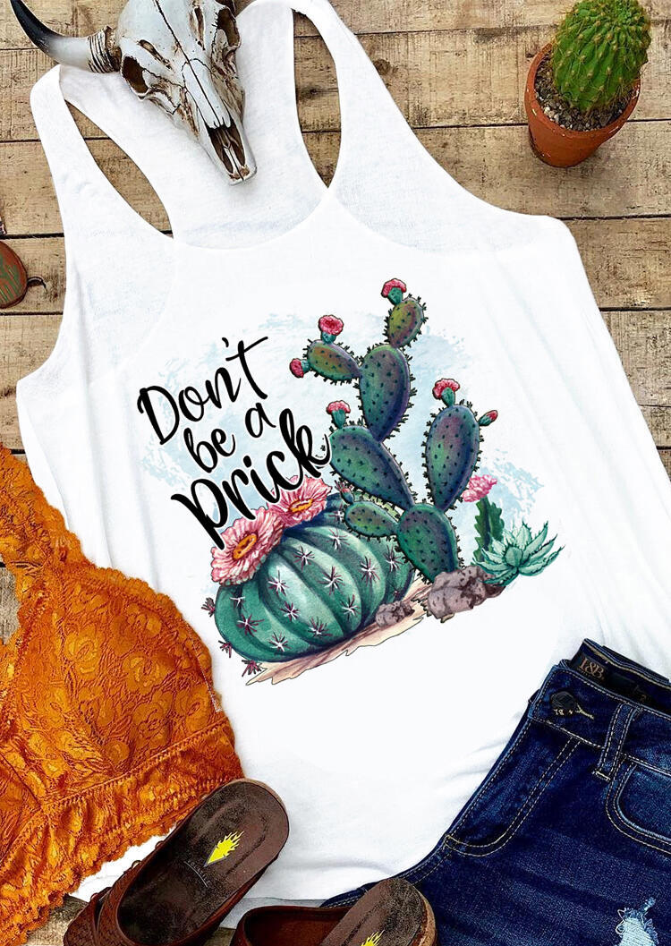 

Floral Cactus Don't Be A Prick Tank - White, 469248