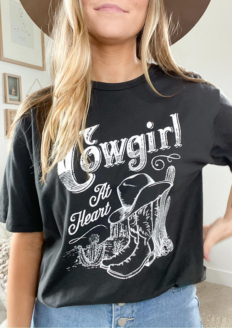 

Cowgirl At Heart T-Shirt Tee - Black, 471509