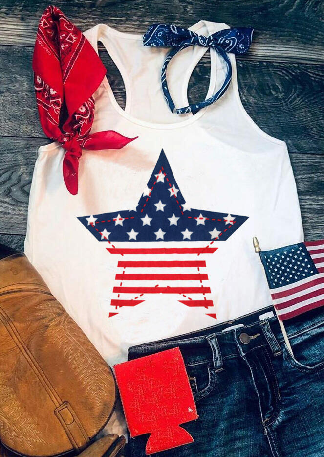 

American Flag Star Striped Tank - White, 471540