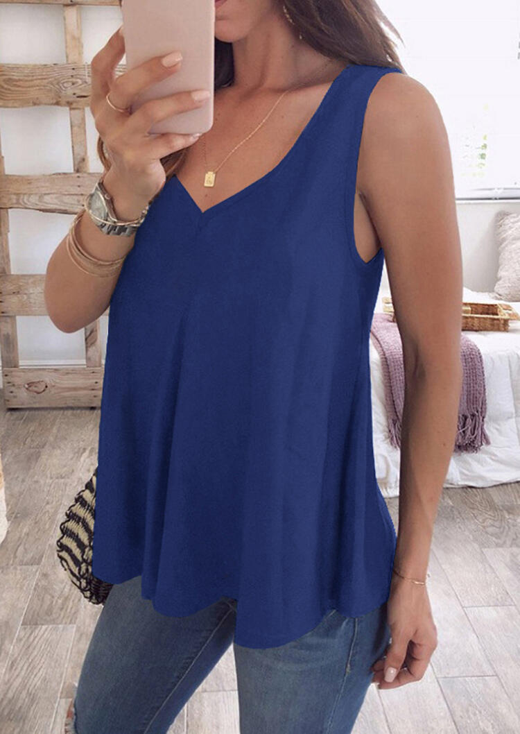 

Tank Tops Loose V-Neck Tank without Necklace in Royal Blue. Size