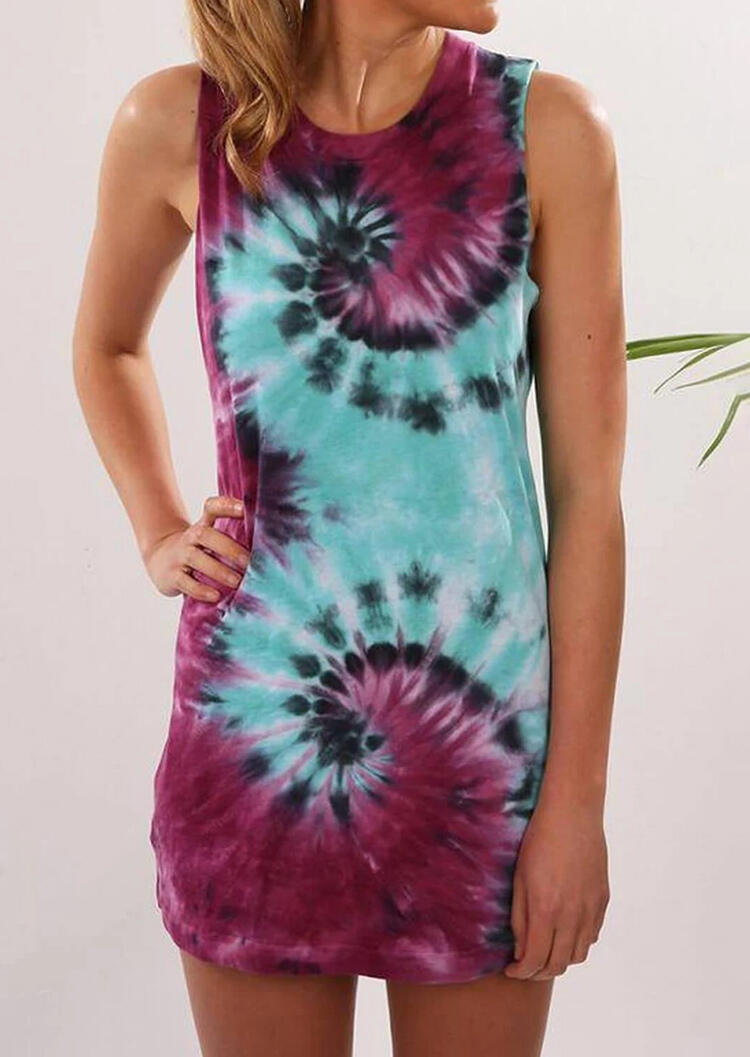 tie dye sleeveless dress