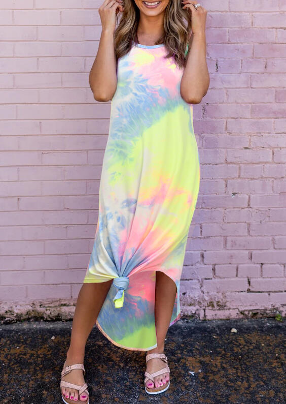 

Tie Dye Irregular Sleeveless Casual Dress, Multicolor, 471560