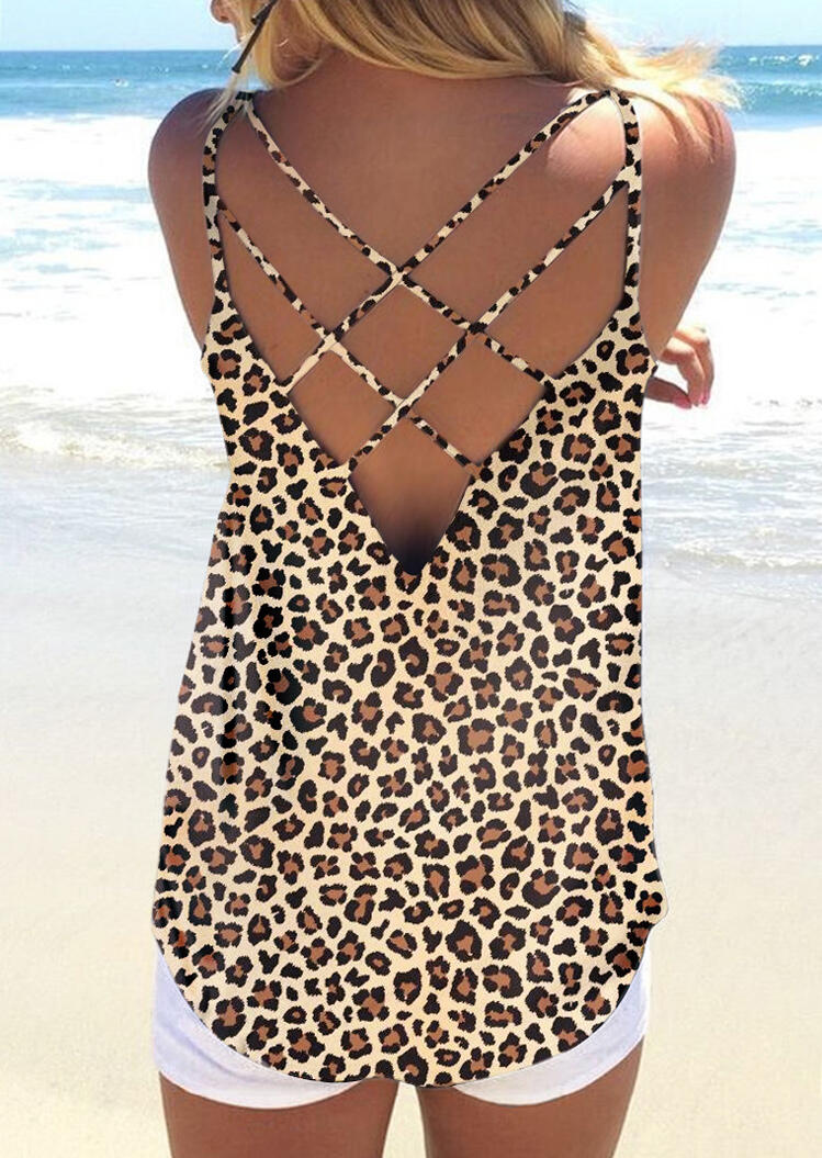 

Leopard Criss-Cross Open Back Camisole, 471586