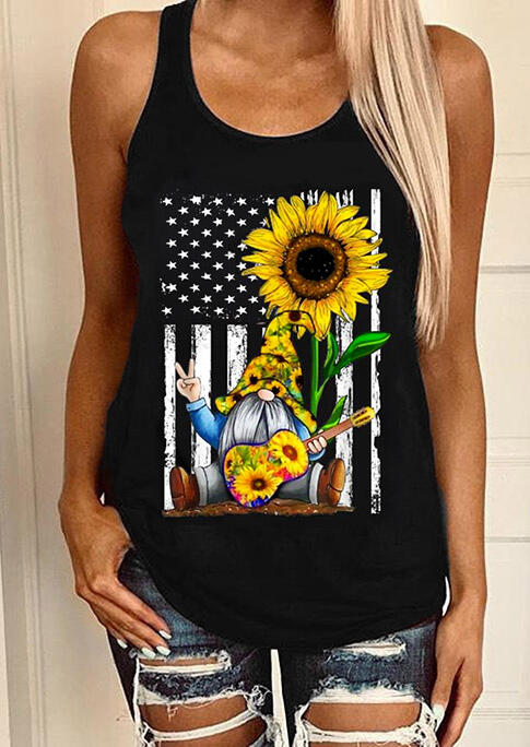 

Tank Tops Sunflower American Flag Gnomies Guitar Tank - Black. Size