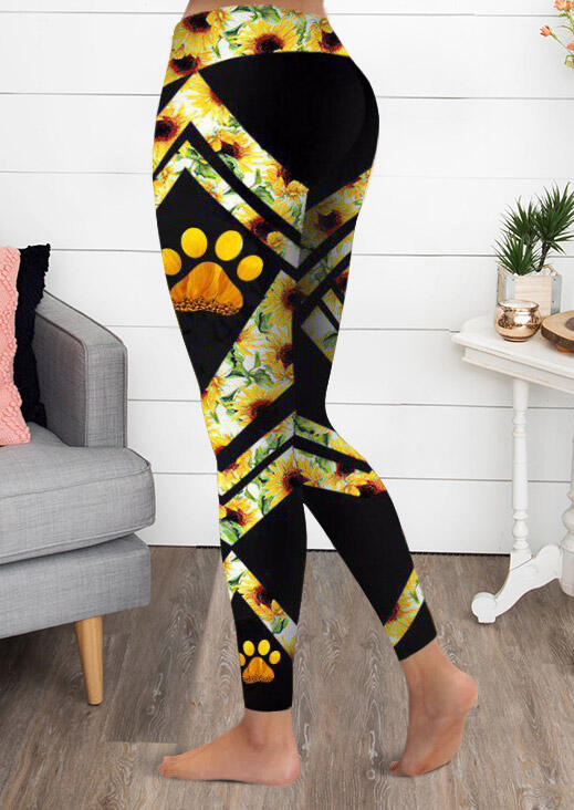 

Activewear Sunflower Bear Footprint Activewear Sports Leggings in Black. Size: ,XL
