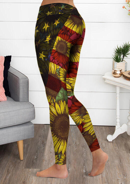 

Activewear Sunflower American Flag Star Activewear Sports Leggings. Size, Multicolor