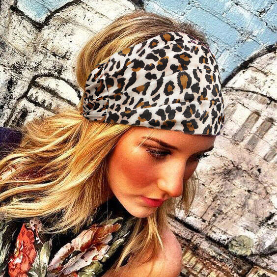 

Hair Accessories Leopard Ruffled Yoga Wide Headband. Size