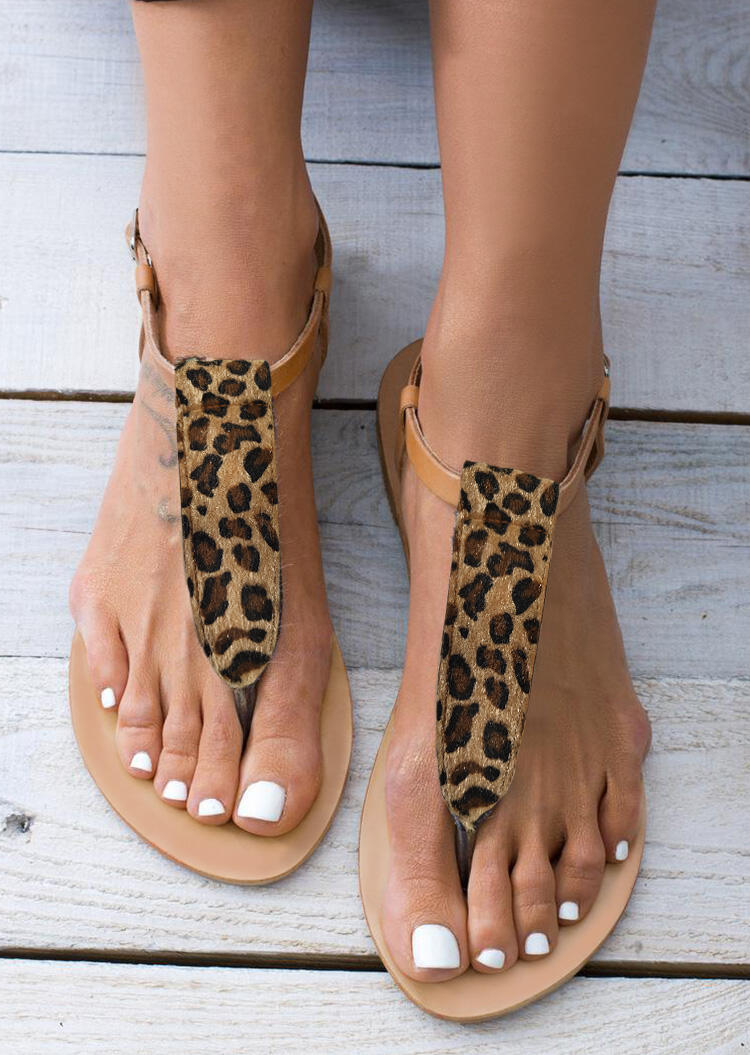 

Leopard Slip On Flat Sandals, 471613