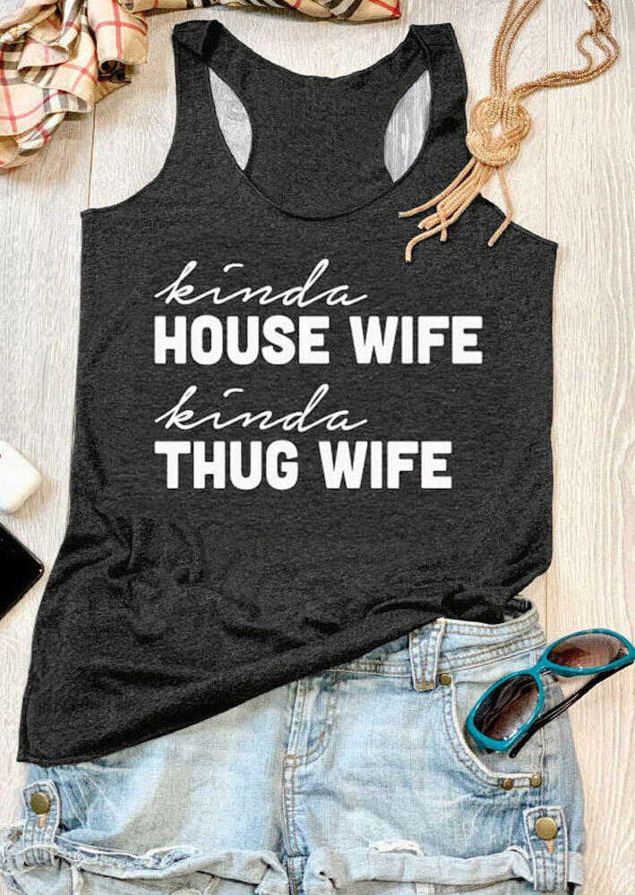 

Tank Tops Kinda House Wife Kinda Thug Wife Racerback Tank Top in Dark Grey. Size: ,L