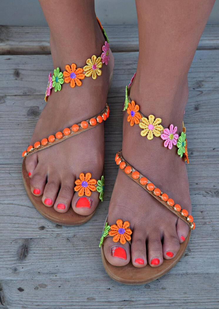 

Sandals Sunflower Round Toe Flat Sandals in Multi. Size