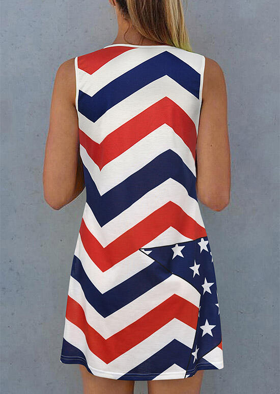

Mini Dresses American Flag Star Sleeveless Mini Dress in Stripe. Size
