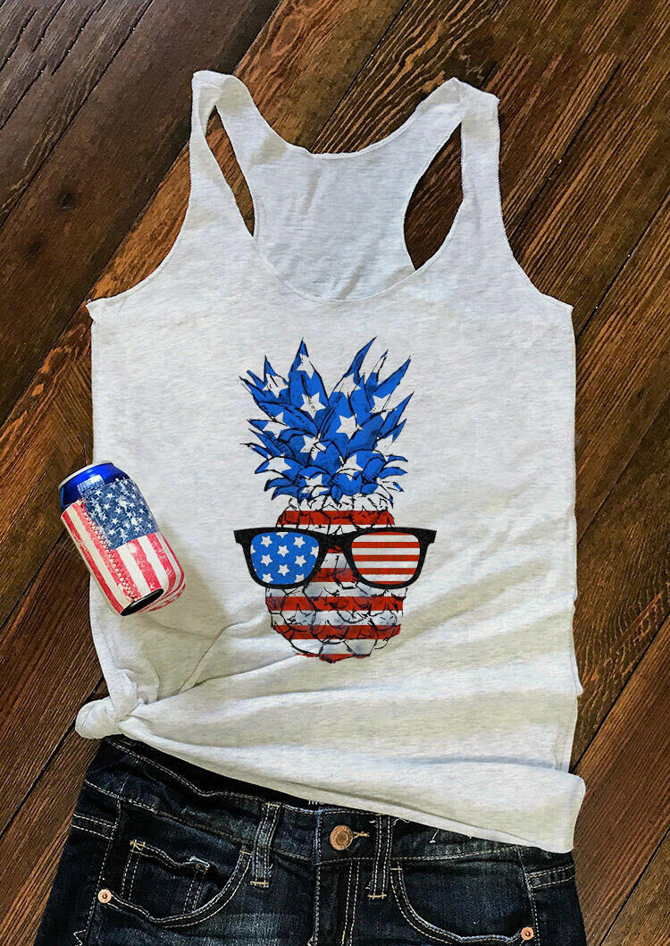 

Pineapple Glasses American Flag Tank - Light Grey, 471790