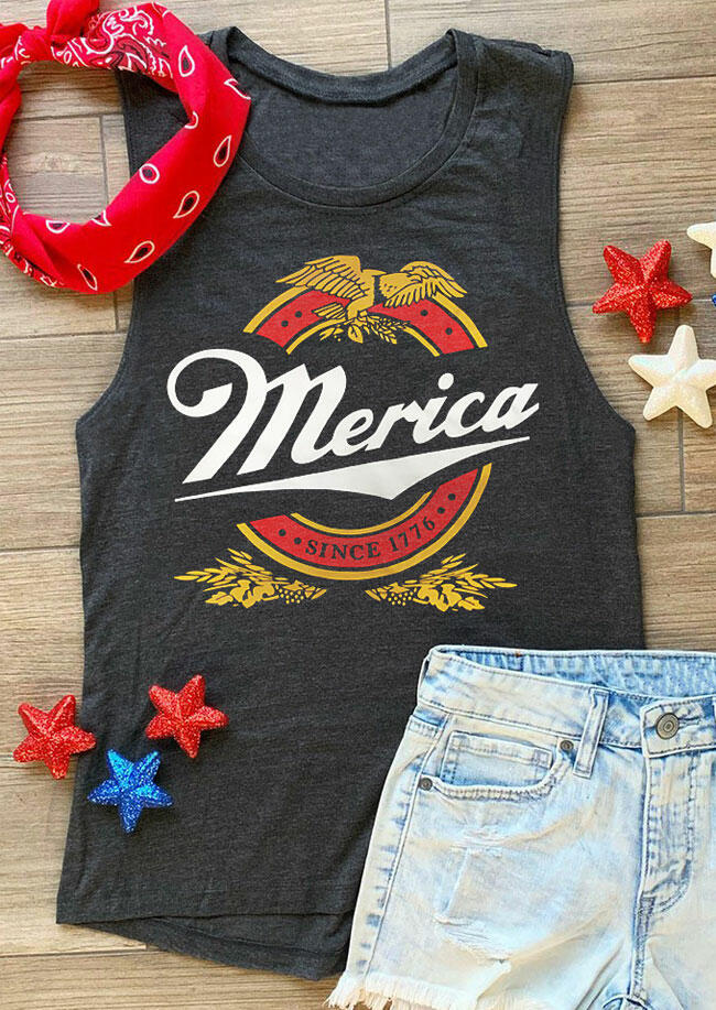 

Tank Tops Merica Since 1776 Eagle Tank - Gray. Size