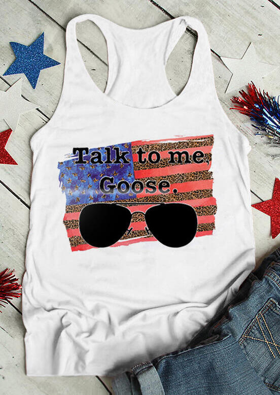 

Leopard American Flag Star Talk To Me Goose Tank - White, 469365