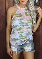 Camouflage Halter Casual Tank