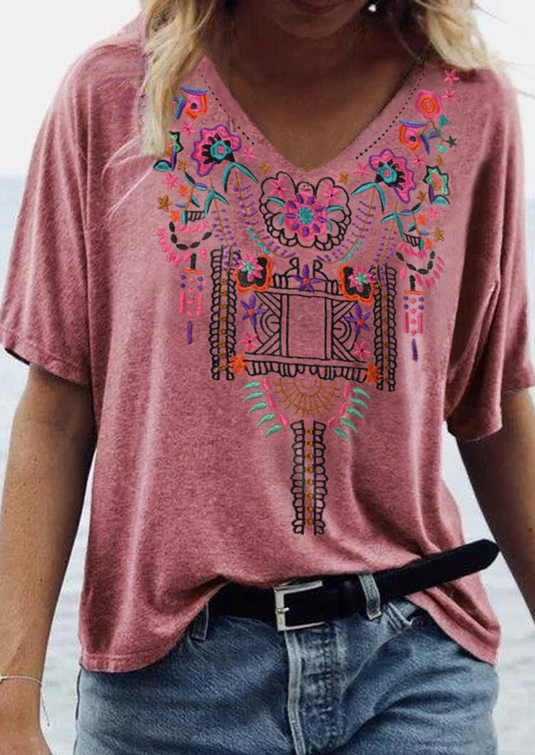 

Blouses Vintage Floral V-Neck Blouse in Cameo Brown. Size: S