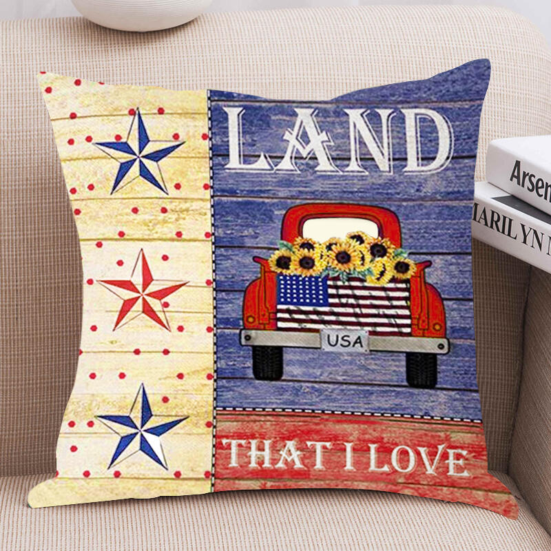 

Home Decor American Flag Sunflower Land That I Love Pillowcase without Pillow, Multicolor