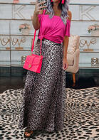 Off Shoulder Blouse + Leopard Long Skirt Outfit